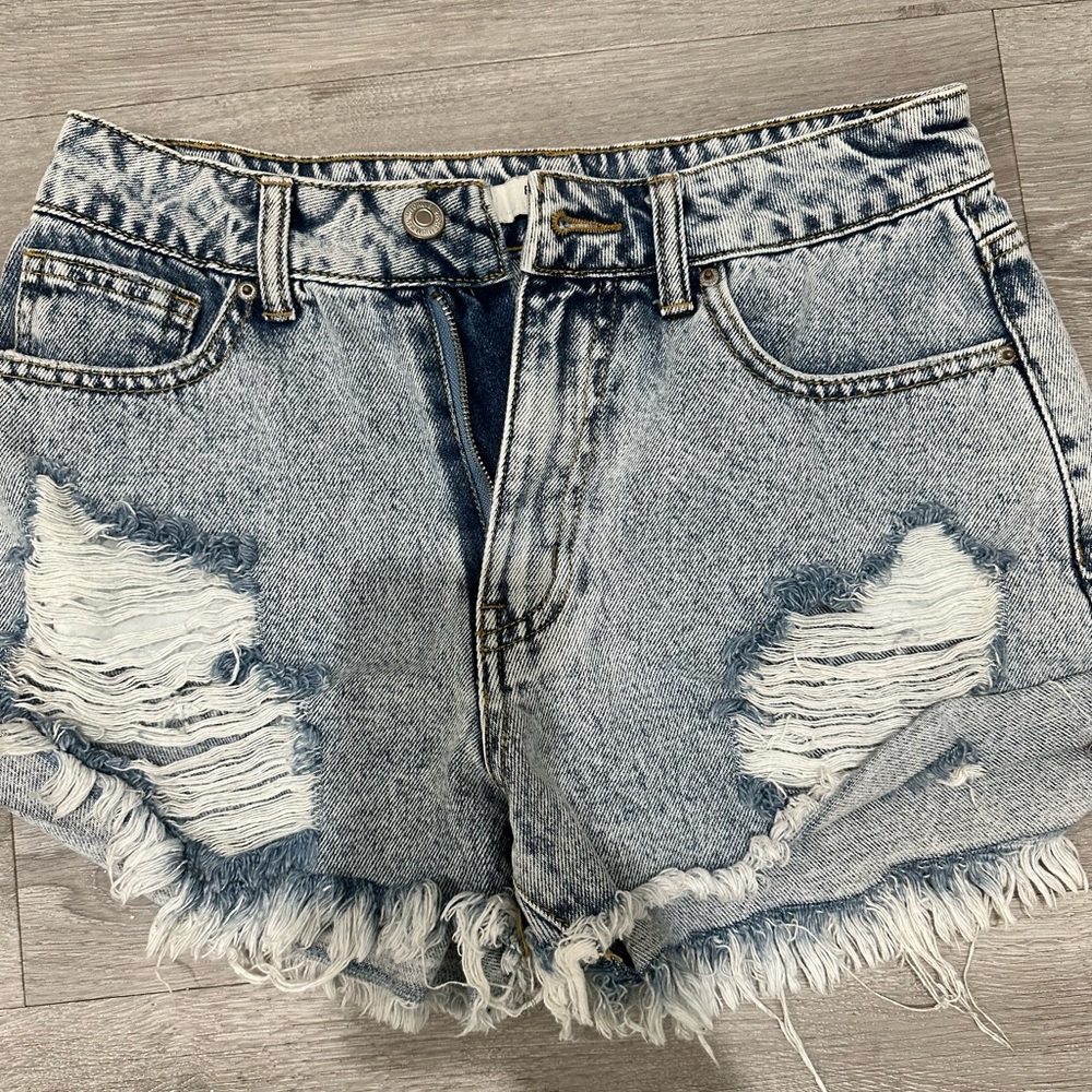 Forever 21 Light Blue Distressed Jean Shorts - Picture 2 of 5